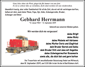 Traueranzeige von Gebhard Herrmann von Ostsee-Zeitung GmbH