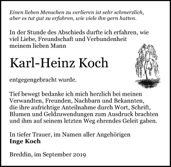Traueranzeige von Karl-Heinz Koch von Märkischen Allgemeine Zeitung