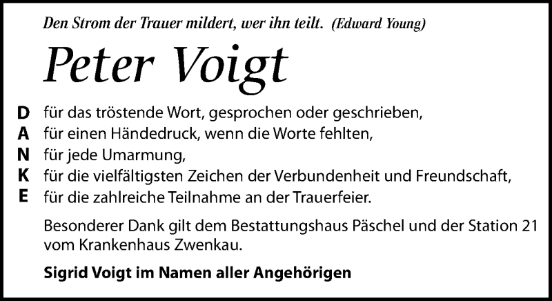  Traueranzeige für Peter Voigt vom 07.09.2019 aus Leipziger Volkszeitung