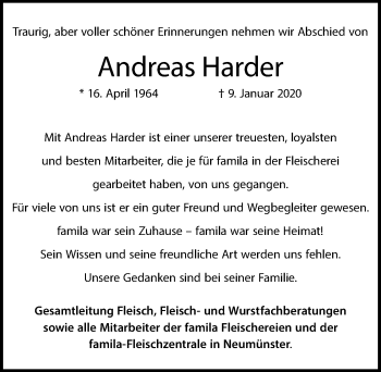 Traueranzeige von Andreas Harder von Lübecker Nachrichten