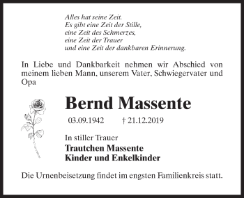 Traueranzeige von Bernd Massente von Märkischen Allgemeine Zeitung