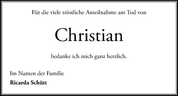 Traueranzeige von Christian  von Göttinger Tageblatt