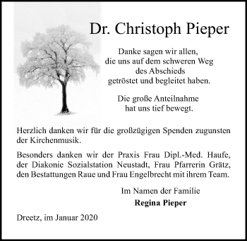 Traueranzeige von Christoph Pieper