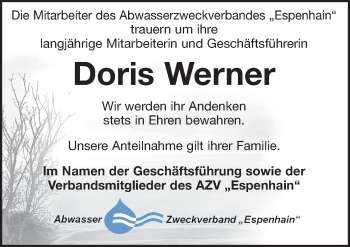 Traueranzeige von Doris Werner von Leipziger Volkszeitung