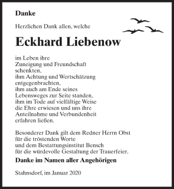 Traueranzeige von Eckhard Liebenow von Märkischen Allgemeine Zeitung