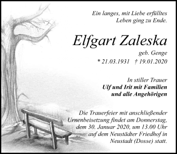 Traueranzeige von Elfgart Zaleska