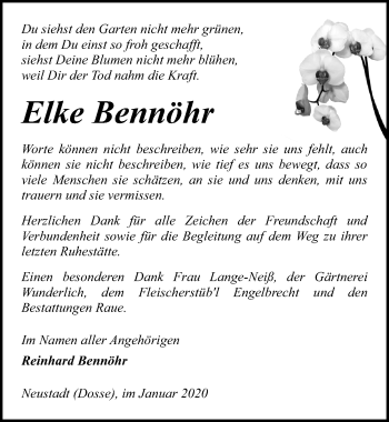 Traueranzeige von Elke Bennöhr