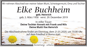 Traueranzeige von Elke Buchheim von Leipziger Volkszeitung