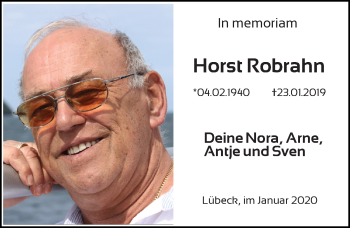 Traueranzeige von Horst Robrahn von Lübecker Nachrichten