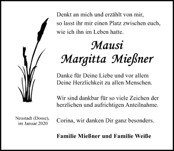 Traueranzeige von Margitta Mießner