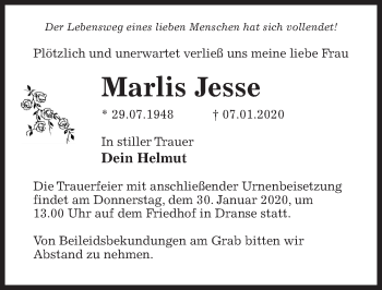 Traueranzeige von Marlis Jesse