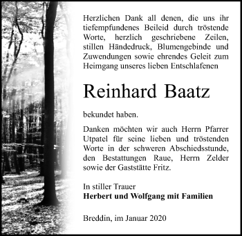 Traueranzeige von Reinhard Baatz