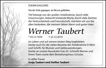 Traueranzeige von Werner Taubert von Leipziger Volkszeitung