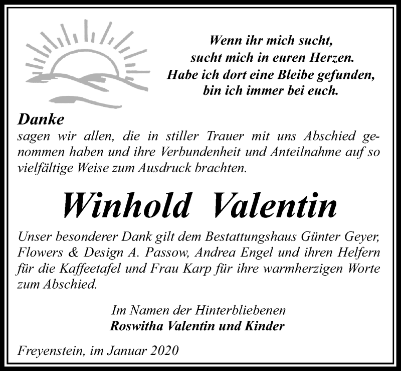  Traueranzeige für Winhold Valentin vom 25.01.2020 aus Märkischen Allgemeine Zeitung