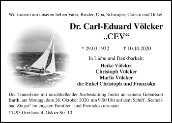 Traueranzeige von Carl-Eduard Völcker von Ostsee-Zeitung GmbH