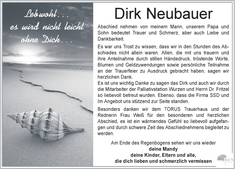  Traueranzeige für Dirk Neubauer vom 24.10.2020 aus Leipziger Volkszeitung