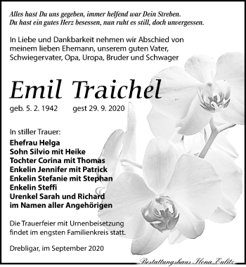 Traueranzeige von Emil Traichel von Torgauer Zeitung