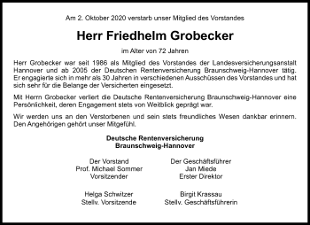 Traueranzeige von Friedhelm Grobecker von Eichsfelder Tageblatt