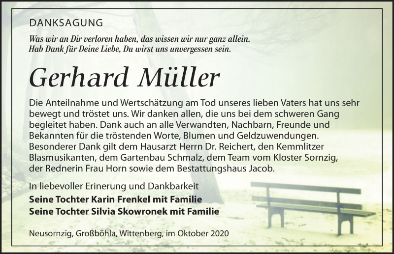  Traueranzeige für Gerhard Müller vom 24.10.2020 aus Leipziger Volkszeitung