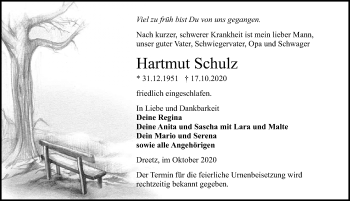 Traueranzeige von Hartmut Schulz