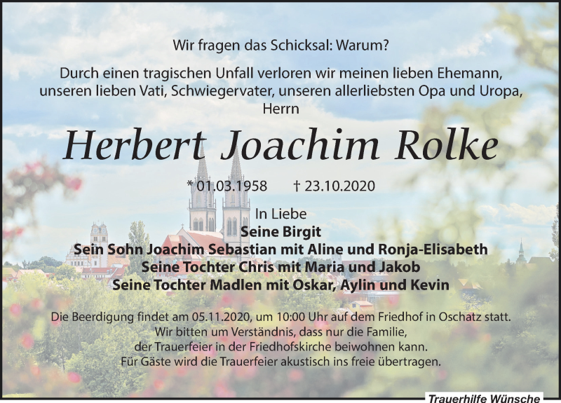  Traueranzeige für Herbert Joachim Rolke vom 30.10.2020 aus Leipziger Volkszeitung