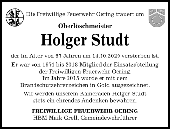 Traueranzeige von Holger Studt von Kieler Nachrichten