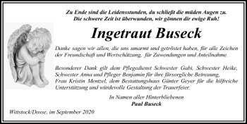 Traueranzeige von Ingetraut Buseck von Märkischen Allgemeine Zeitung