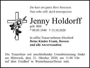 Traueranzeige von Jenny Holdorff