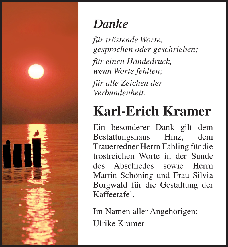  Traueranzeige für Karl-Erich Kramer vom 24.10.2020 aus Ostsee-Zeitung GmbH