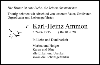 Traueranzeige von Karl-Heinz Ammon von Ostsee-Zeitung GmbH