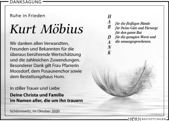 Traueranzeige von Kurt Möbius von Leipziger Volkszeitung