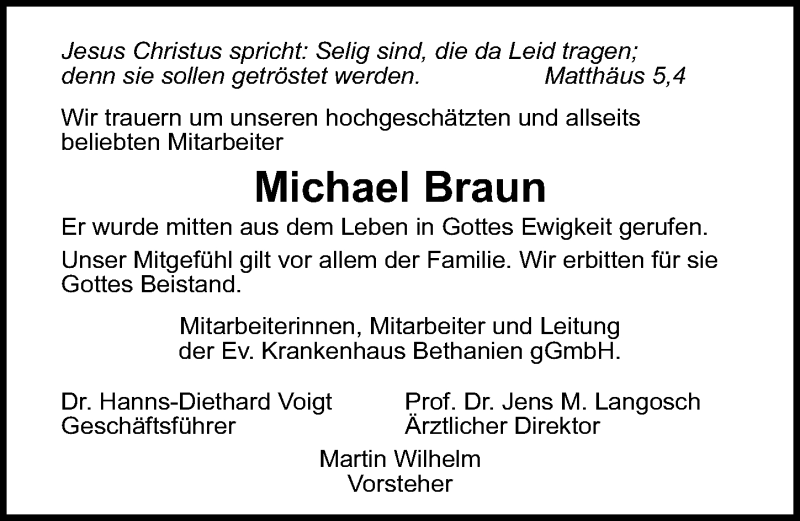  Traueranzeige für Michael Braun vom 17.10.2020 aus Ostsee-Zeitung GmbH