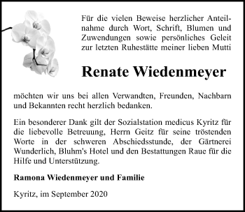 Traueranzeige von Renate Wiedenmeyer