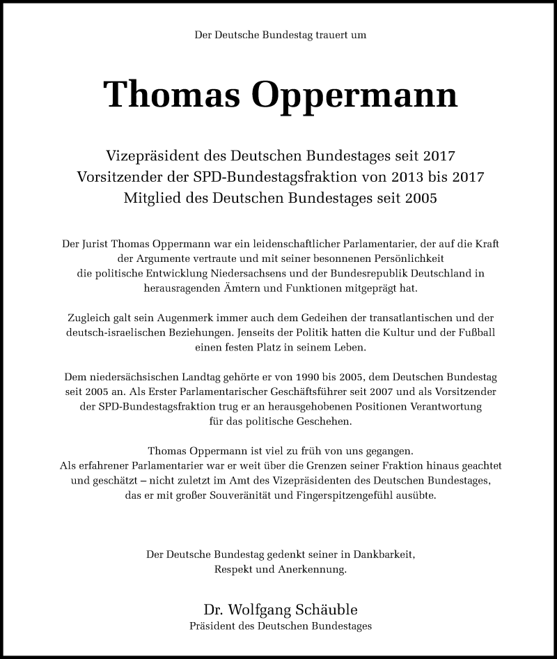  Traueranzeige für Thomas Oppermann vom 30.10.2020 aus Hannoversche Allgemeine Zeitung/Neue Presse