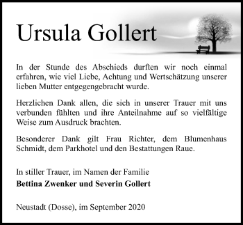 Traueranzeige von Ursula Gollert