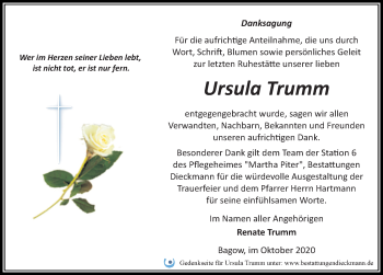 Traueranzeige von Ursula Trumm von Märkischen Allgemeine Zeitung