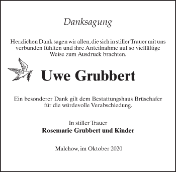 Traueranzeige von Uwe Grubbert von Märkischen Allgemeine Zeitung