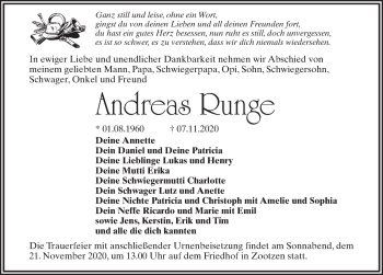 Traueranzeige von Andreas Junge von Märkischen Allgemeine Zeitung
