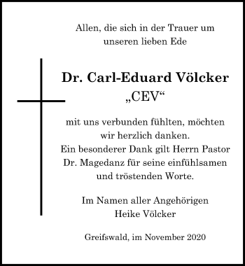 Traueranzeige von Carl-Eduard Völcker von Ostsee-Zeitung GmbH