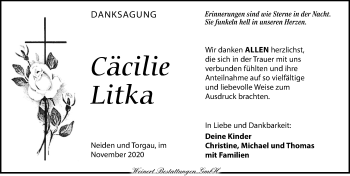 Traueranzeige von Cäcilie Litka von Torgauer Zeitung