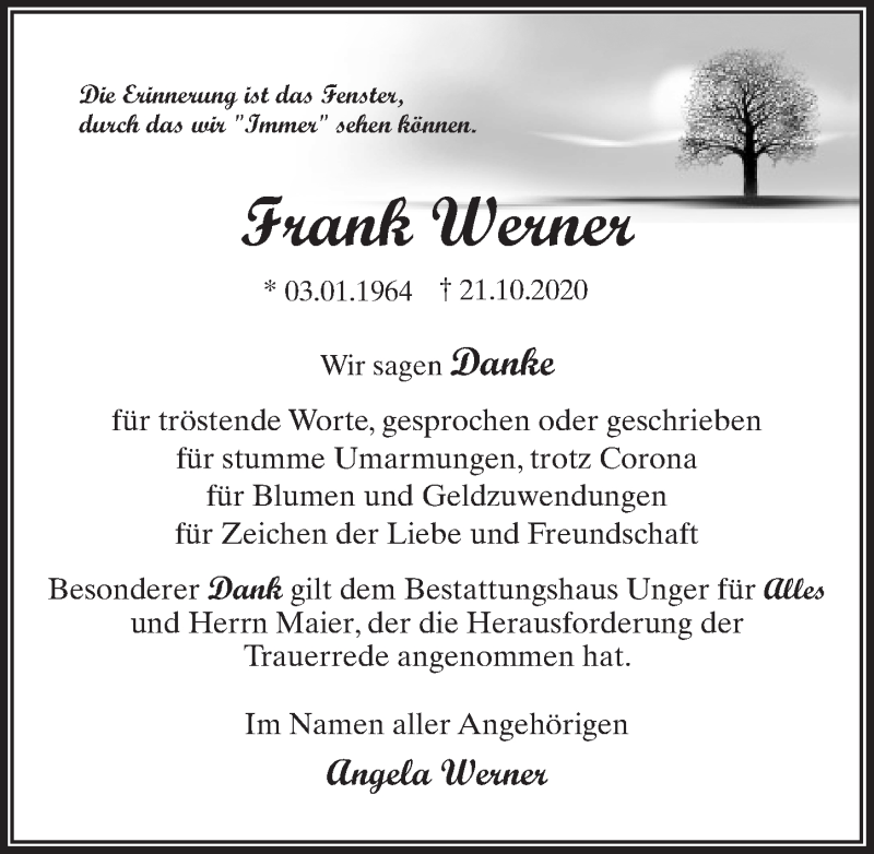 Traueranzeigen Von Frank Werner | Trauer-anzeigen.de