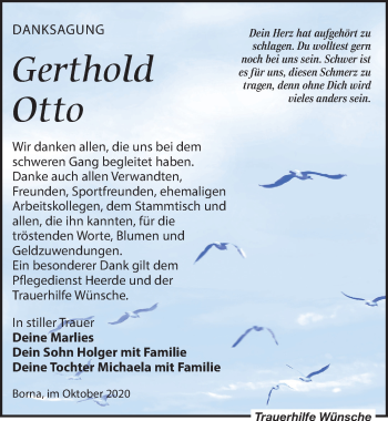 Traueranzeige von Gerthold Otto von Leipziger Volkszeitung