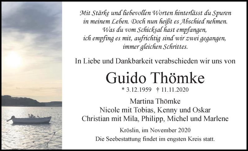  Traueranzeige für Guido Thömke vom 21.11.2020 aus Ostsee-Zeitung GmbH