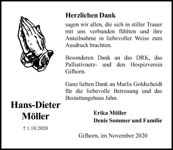 Traueranzeige von Hans-Dieter Möller von Aller Zeitung