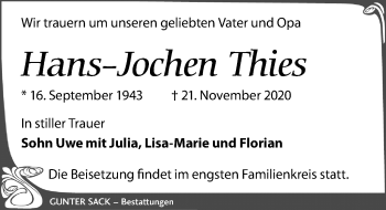 Traueranzeige von Hans-Jochen Thies von Leipziger Volkszeitung