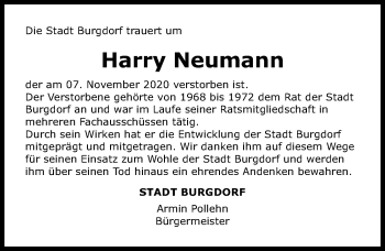 Traueranzeige von Harry Neumann von Hannoversche Allgemeine Zeitung/Neue Presse