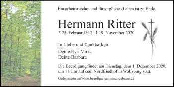 Traueranzeige von Hermann Ritter von Aller Zeitung