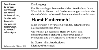 Traueranzeige von Horst Pantermehl von Ostsee-Zeitung GmbH