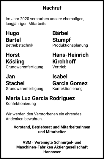 Traueranzeige von Isabel Garcia Gomez von Hannoversche Allgemeine Zeitung/Neue Presse