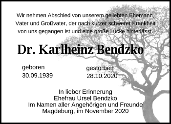 Traueranzeige von Karlheinz Bendzko von Märkischen Allgemeine Zeitung